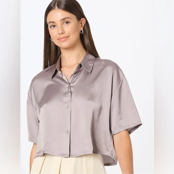 NEW Abercrombie & Fitch Blouse 'Chase' in Grey - Picture 1 of 9